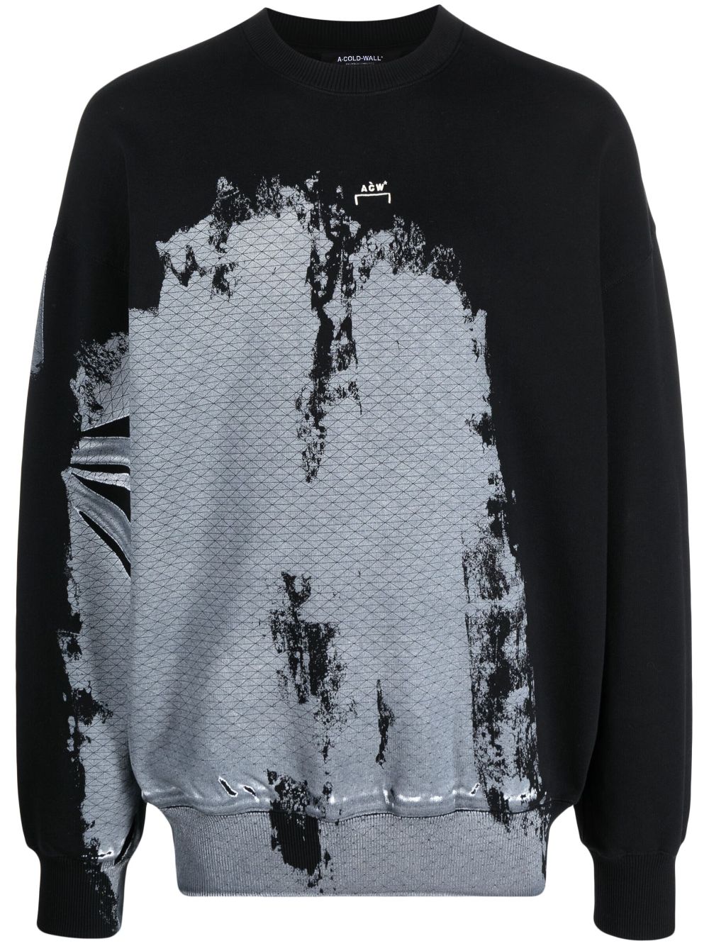 Brushstroke-print cotton sweatshirt - Black