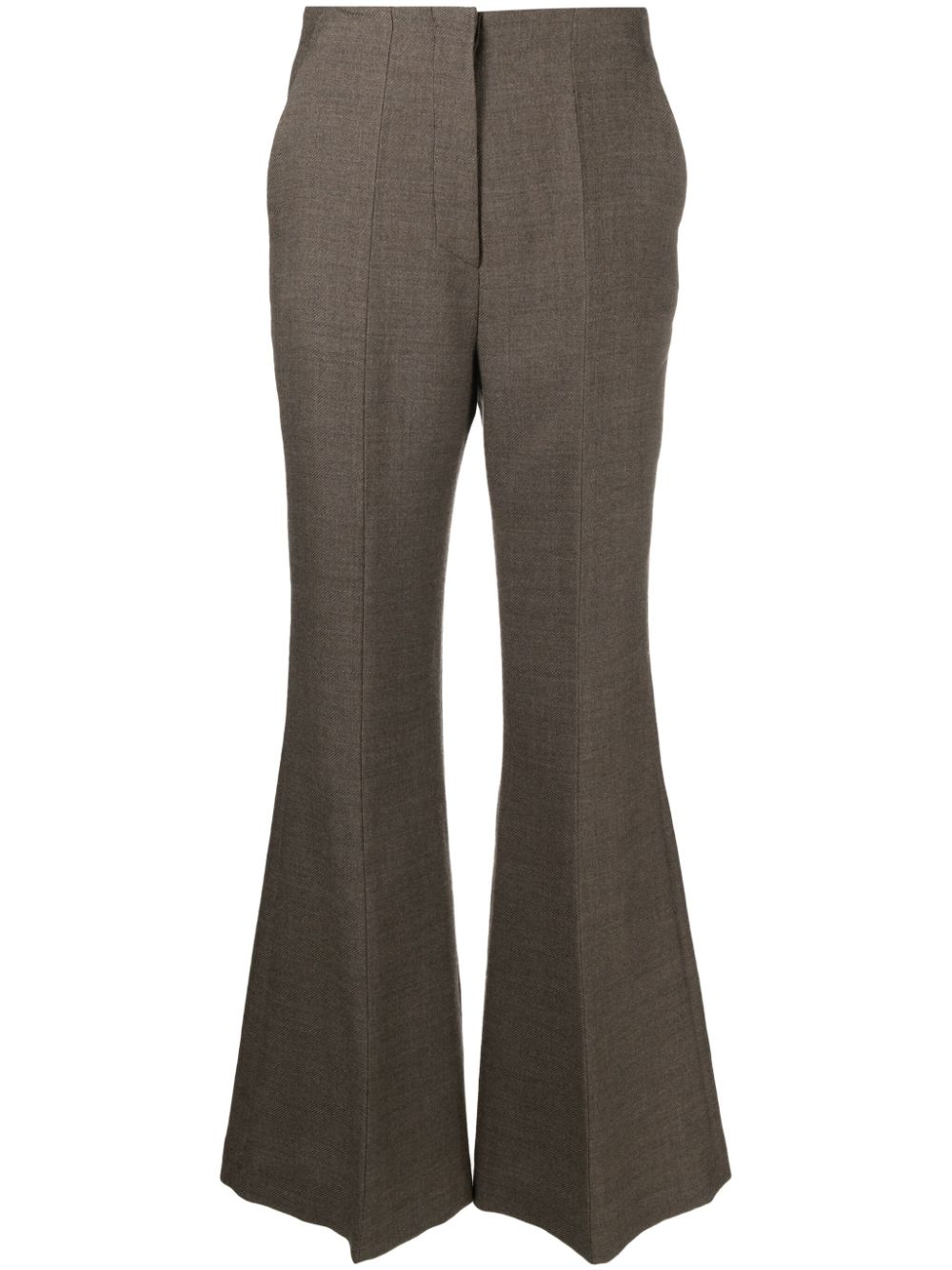 High-rise flared trousers - Brown