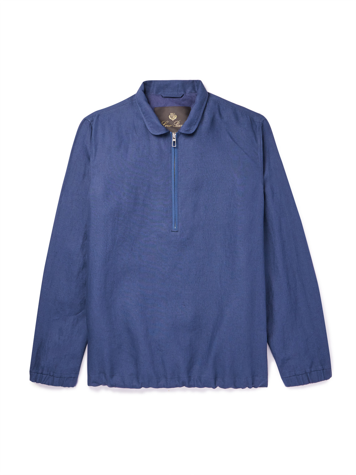 Linen Half-Zip Jacket - Men - Blue - M