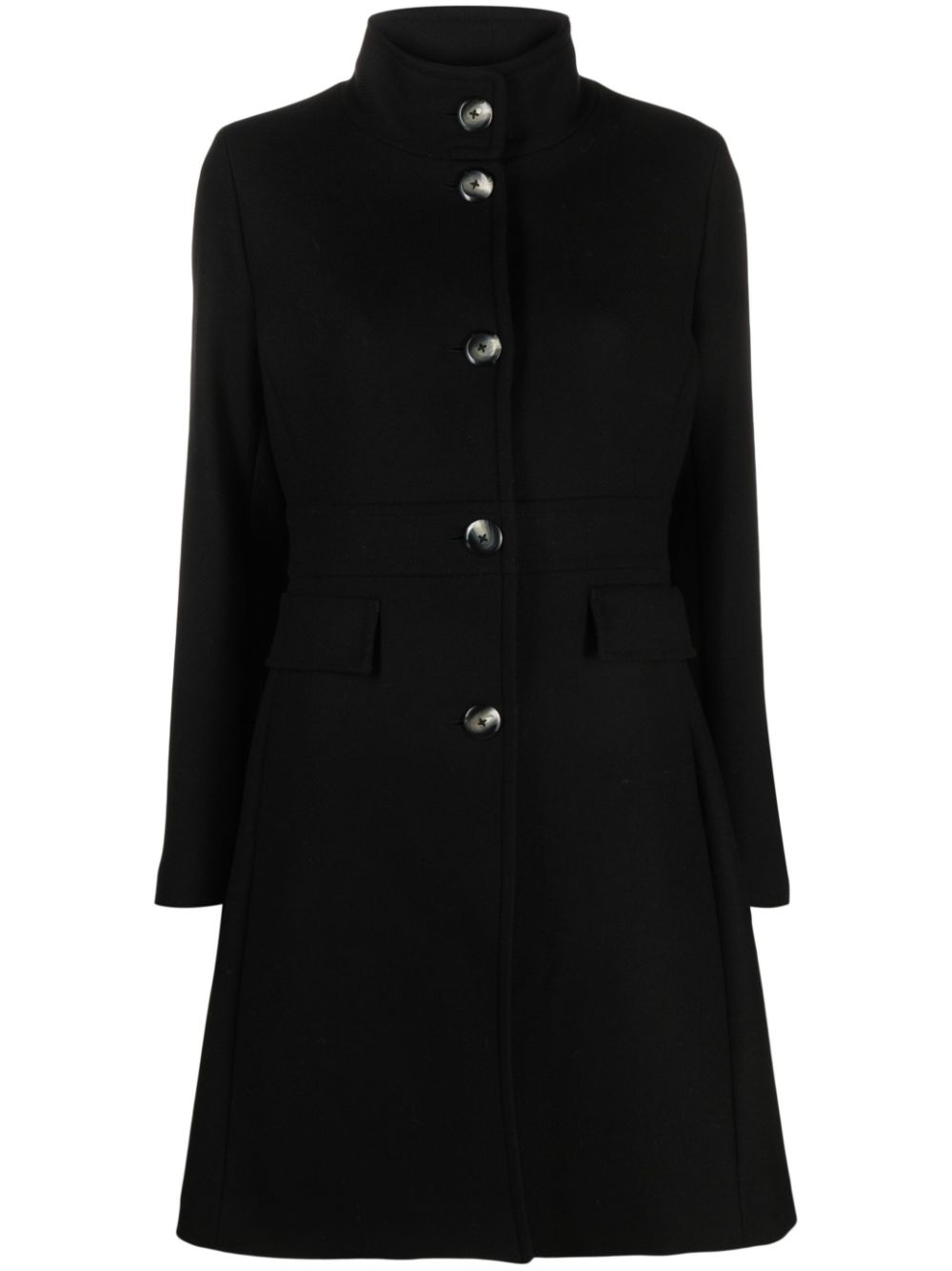 Single-breasted wool coat - Black