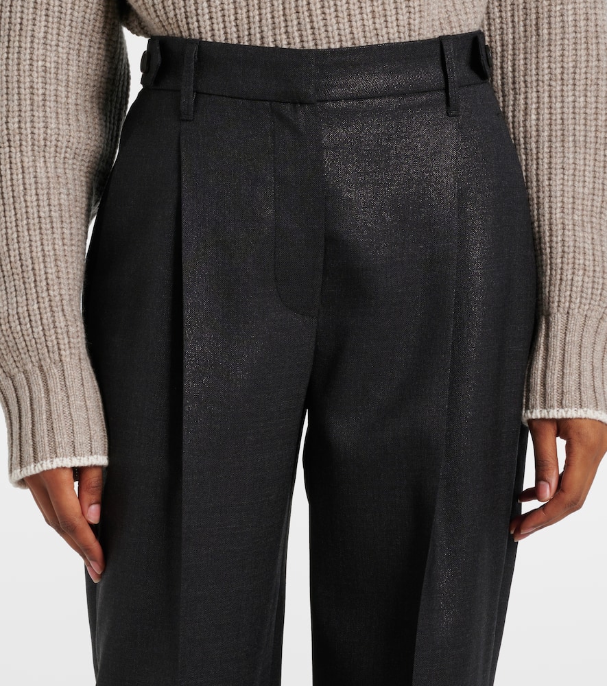 Wool-blend wide-leg pants