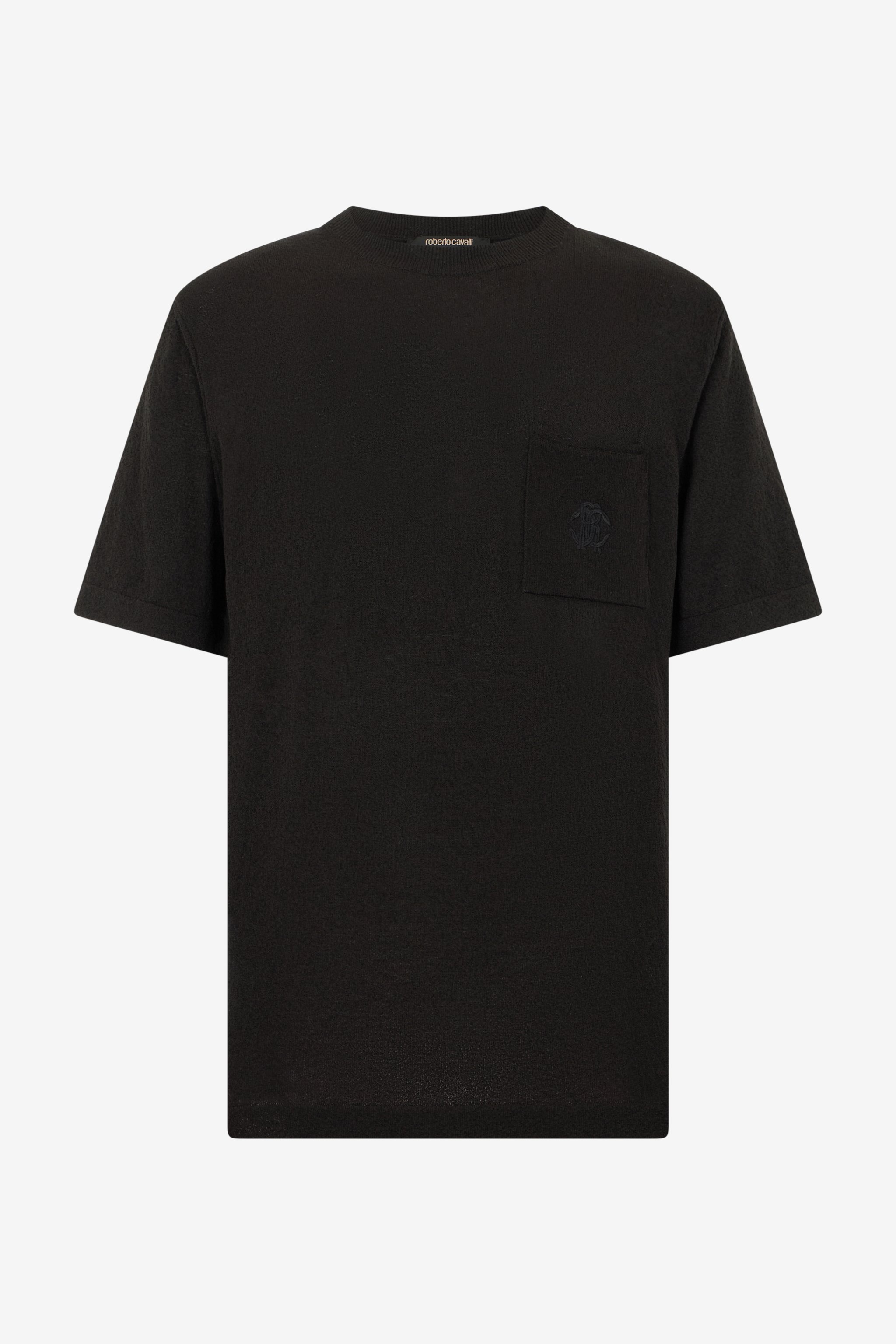 Black Knit T-shirt With Monogram Rc