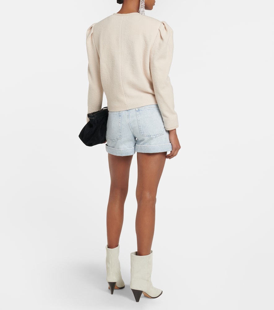 Pleated wool-blend jacket