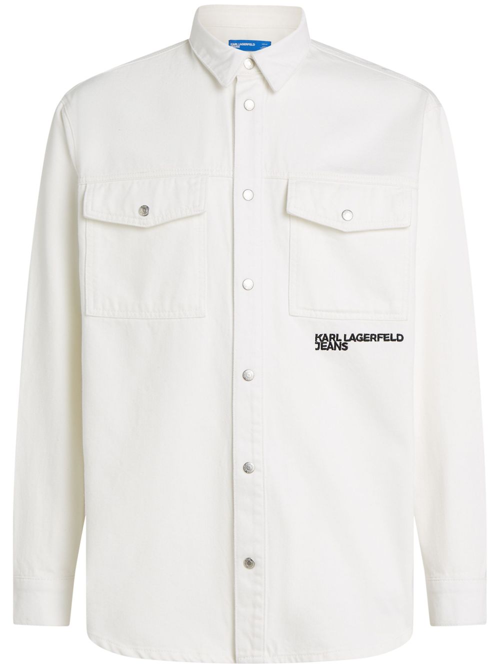 Karl print denim overshirt - White