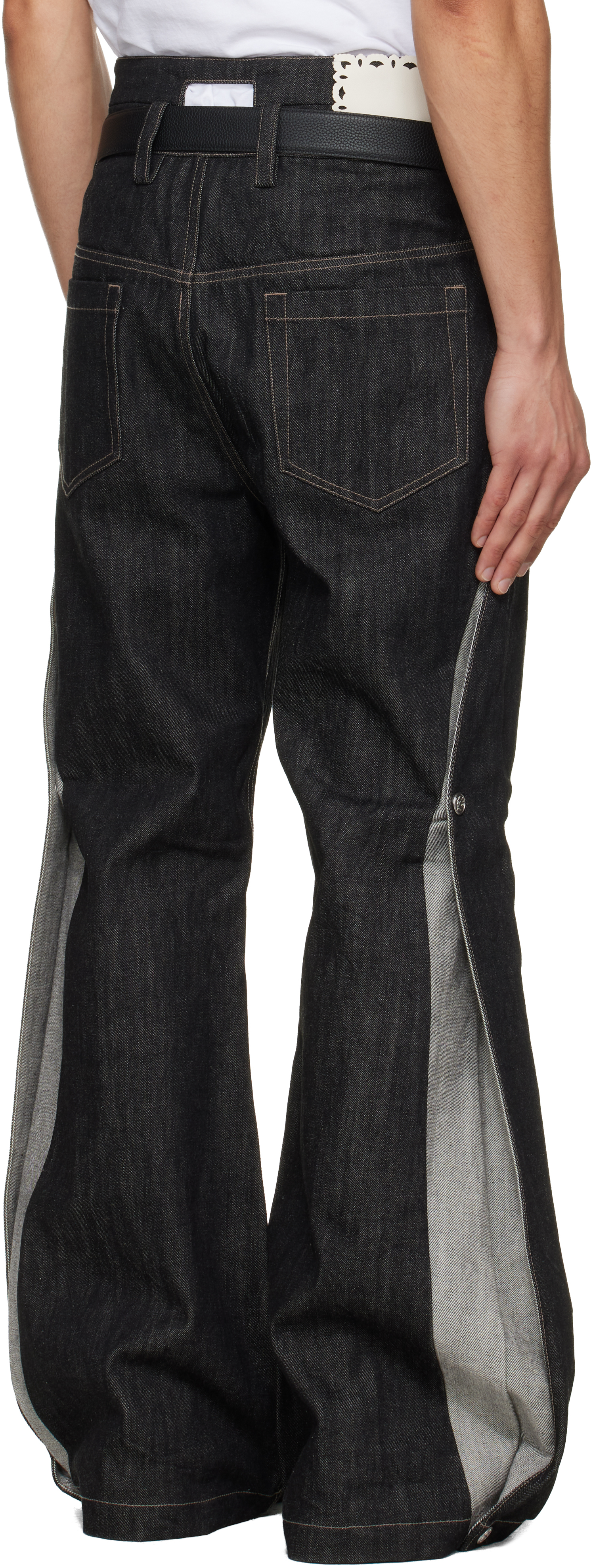 Black Whale Fin Snap-On Flared Jeans