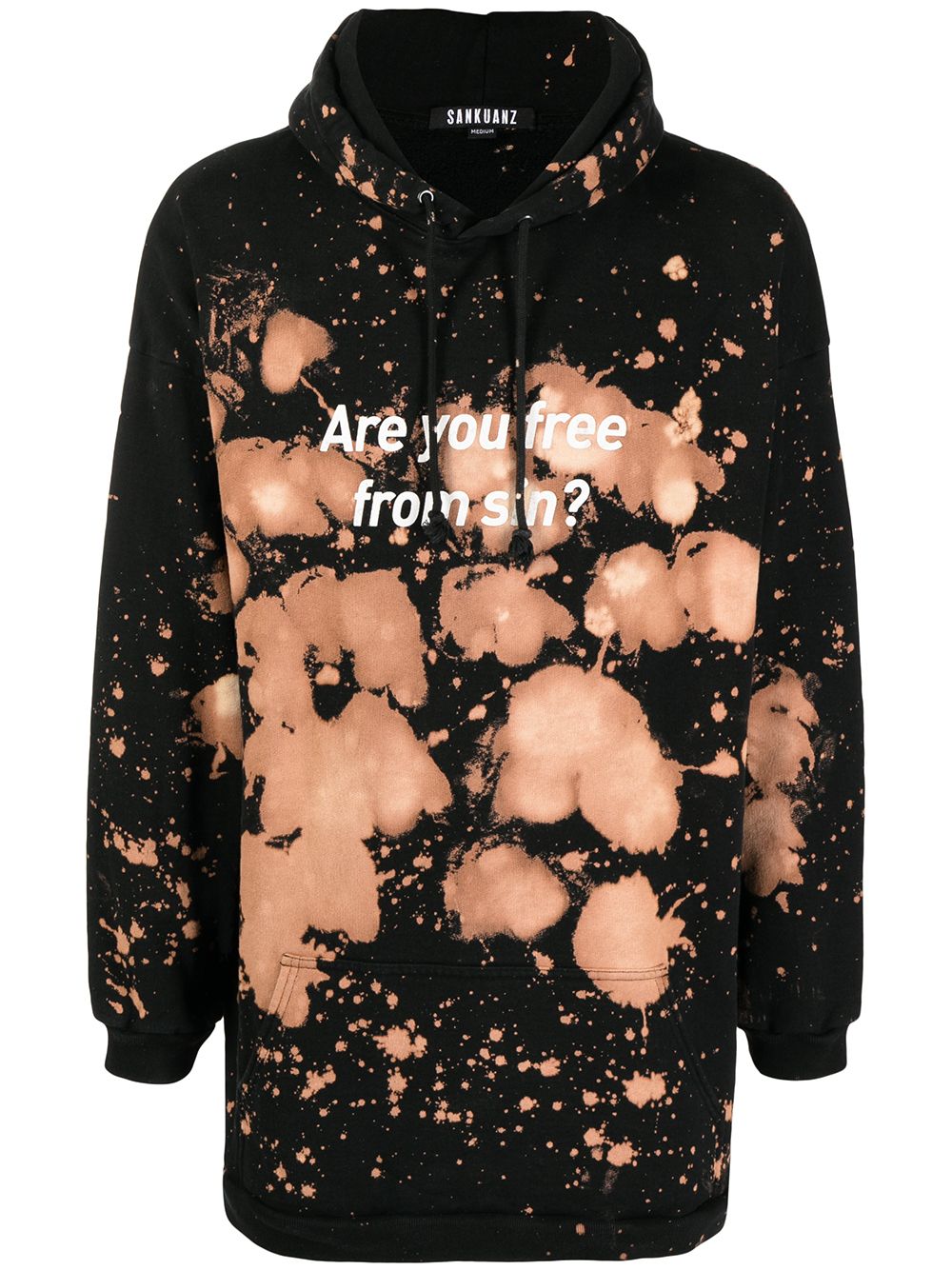Tie dye-print cotton hoodie - Black