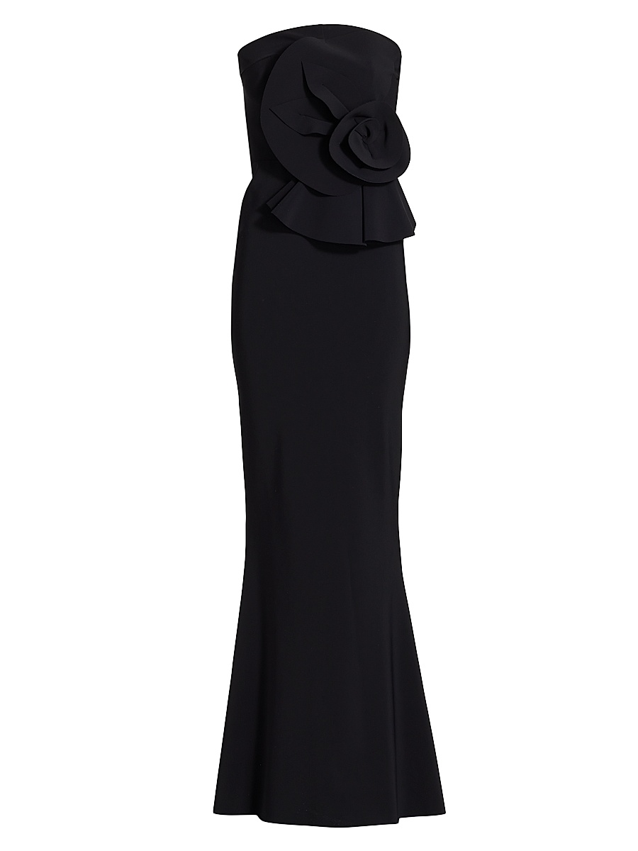 Women's Hebe Strapless Ruffle Gown - Black