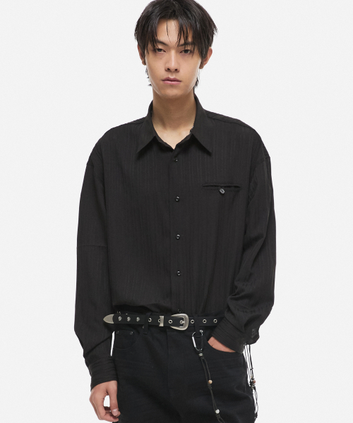 Slab Stripe Shirt Black