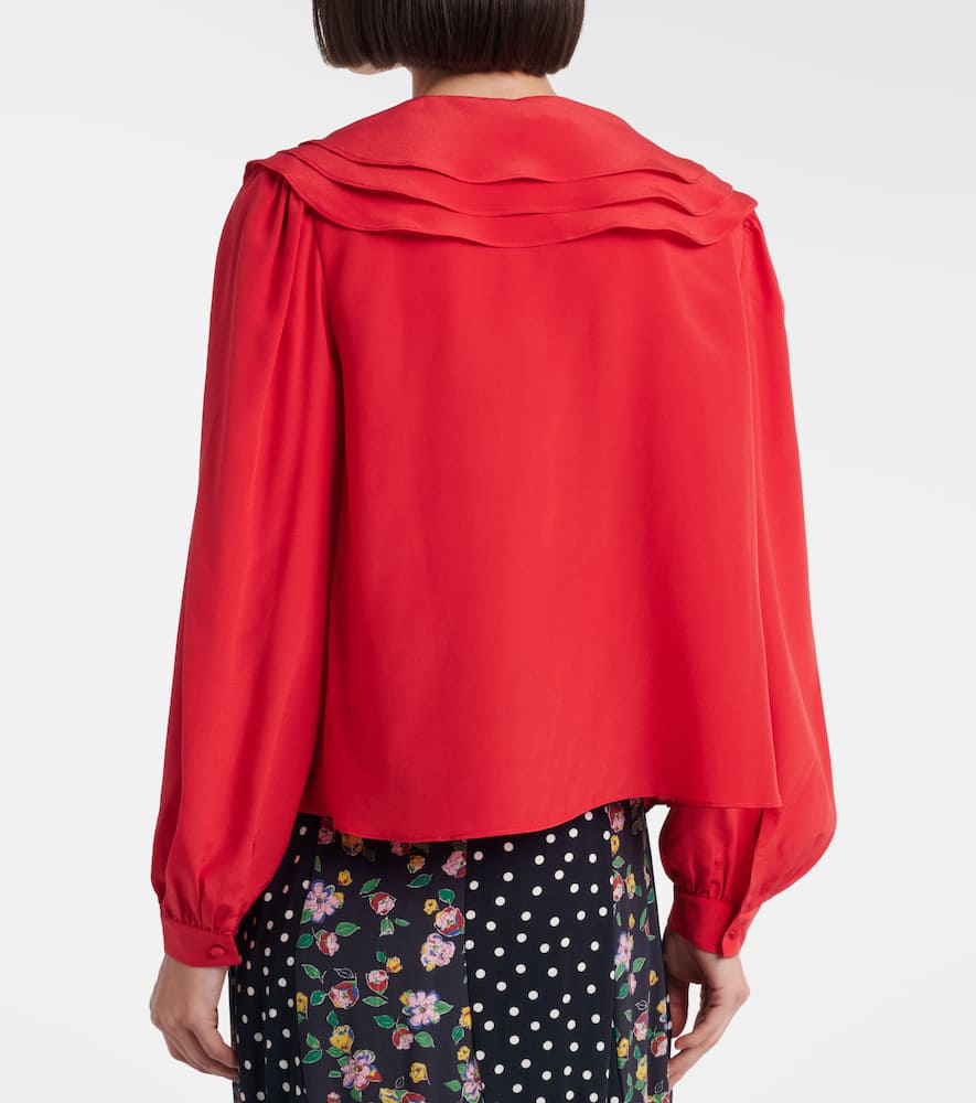 Emelin floral-appliqué silk blouse