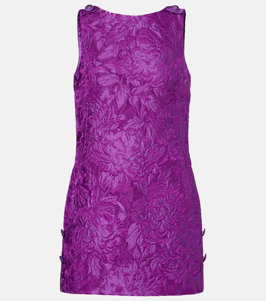 Logo floral brocade minidress