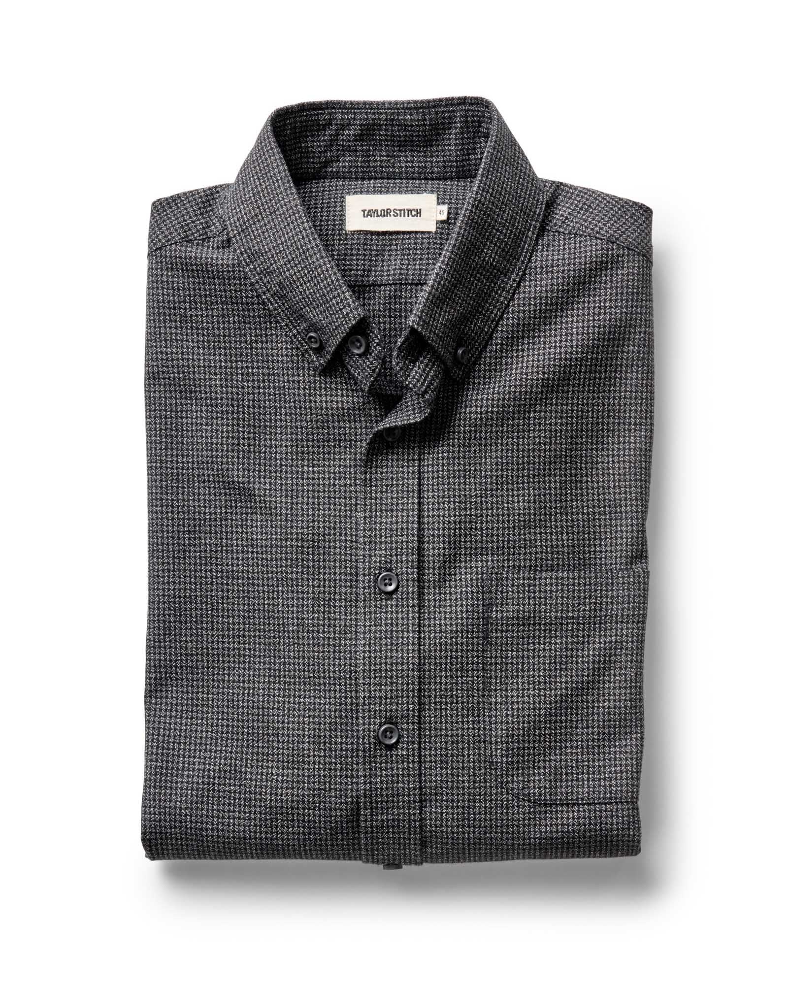 Men's Organic Cotton Jack Shirt in Coal Jaspe Check Oxford