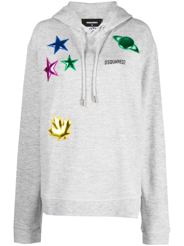 Patch-Detail Hoodie — Grey