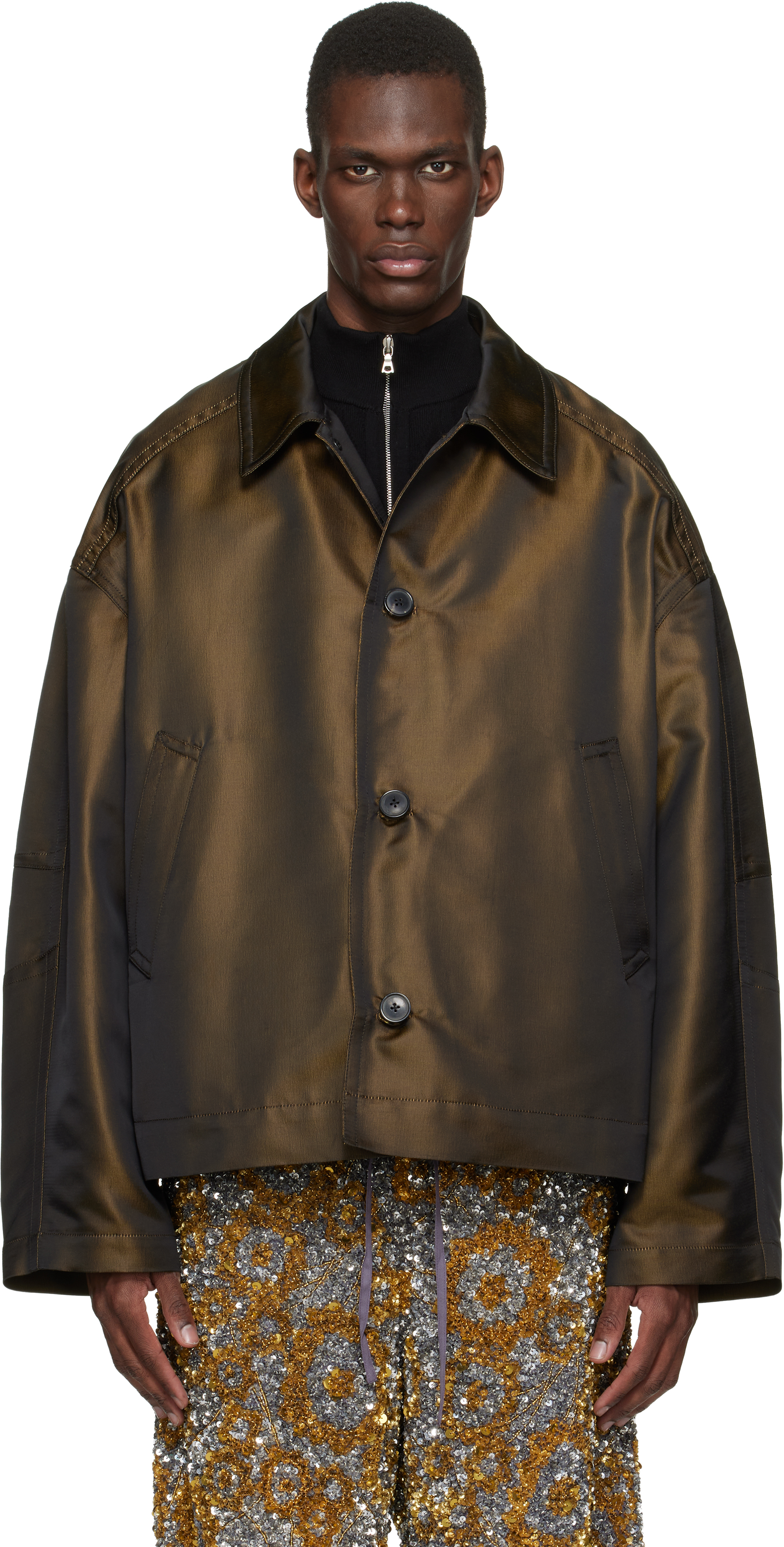 Brown Dropped Shoulder Jacket