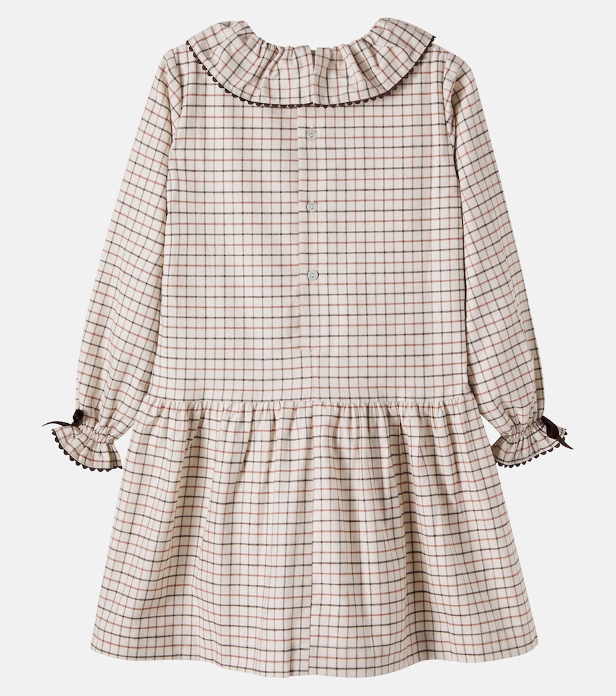 Tessa bow-detail checked cotton dress