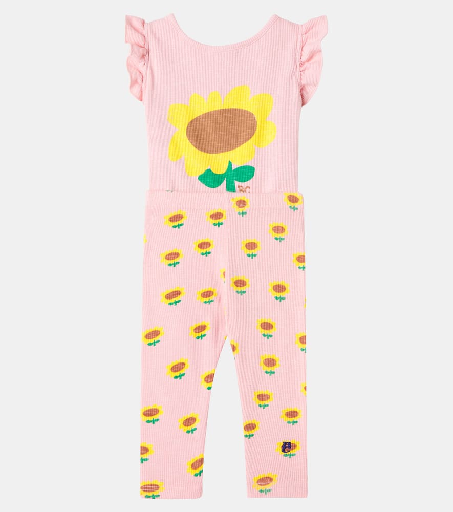 Bobo Choses Baby Sunflower cotton-blend bodysuit and leggings set