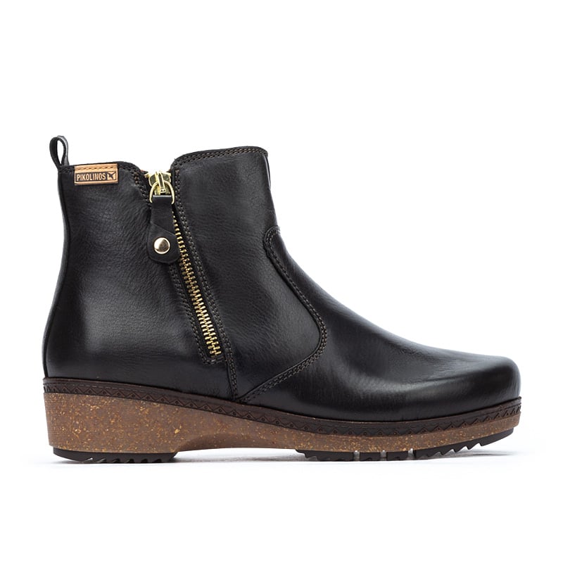 Pikolinos GRANADA W0W Women's leather Flat Ankle boots BLACK