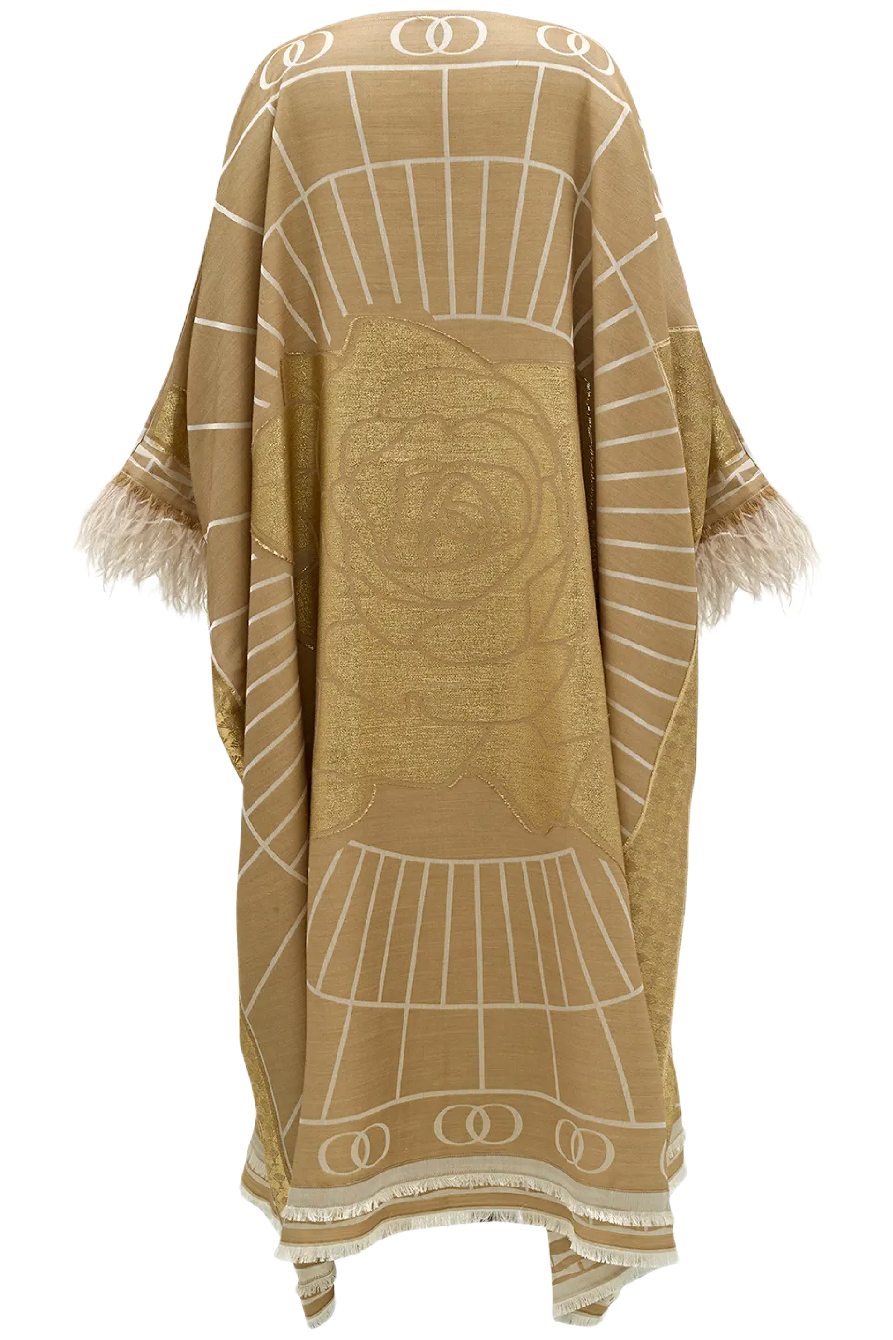 LEILA SILK JACQUARD CAFTAN IN BEIGE