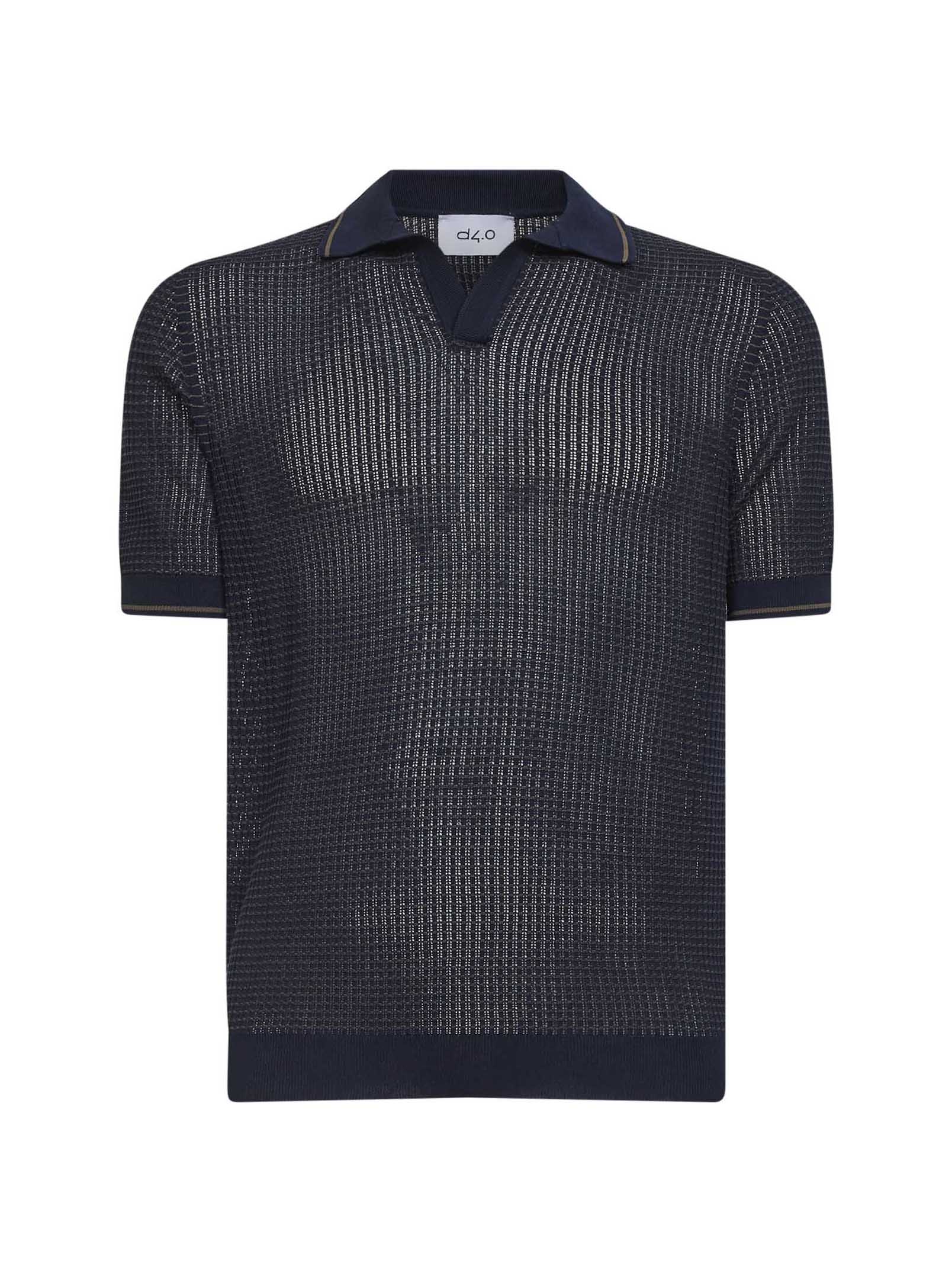 Jacquard Cotton Knit Polo Shirt — Navy