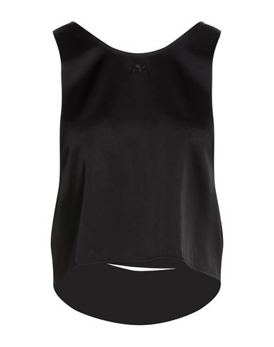 Courrèges Woman Top Black Size 4 Acetate, Polyester, Polyamide, Elastane