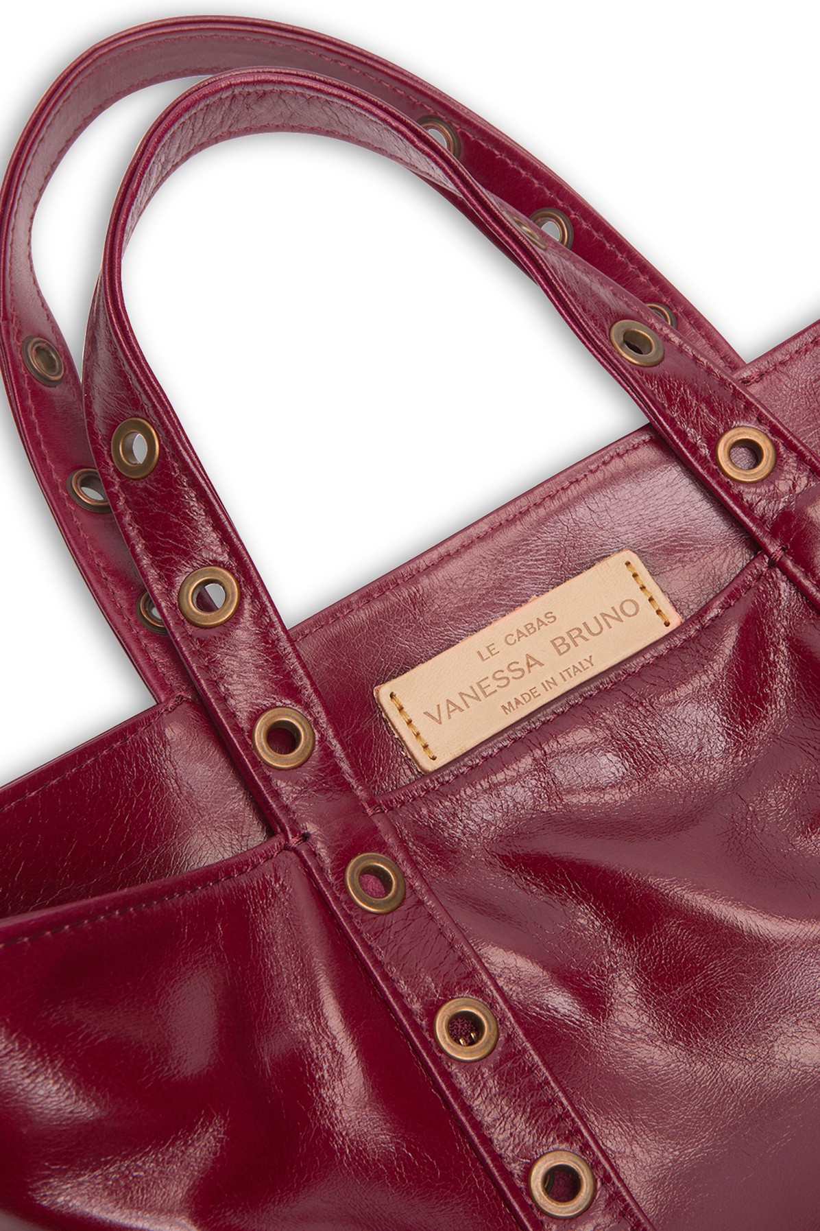 Small crinkled leather and eyelets Cabas tote