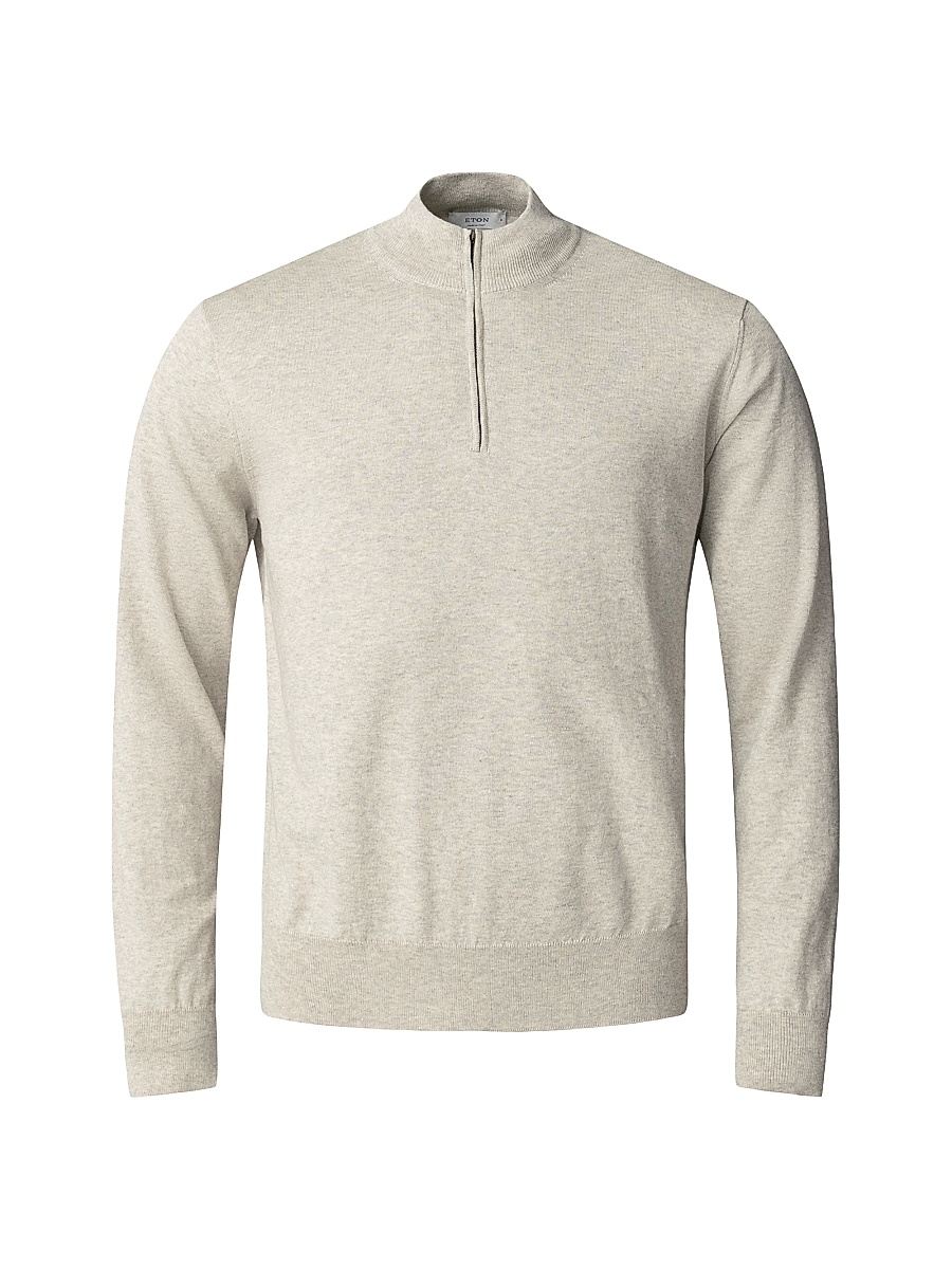 Men's Cotton-Cashmere Fine Weave Quarter-Zip Sweater - Beige