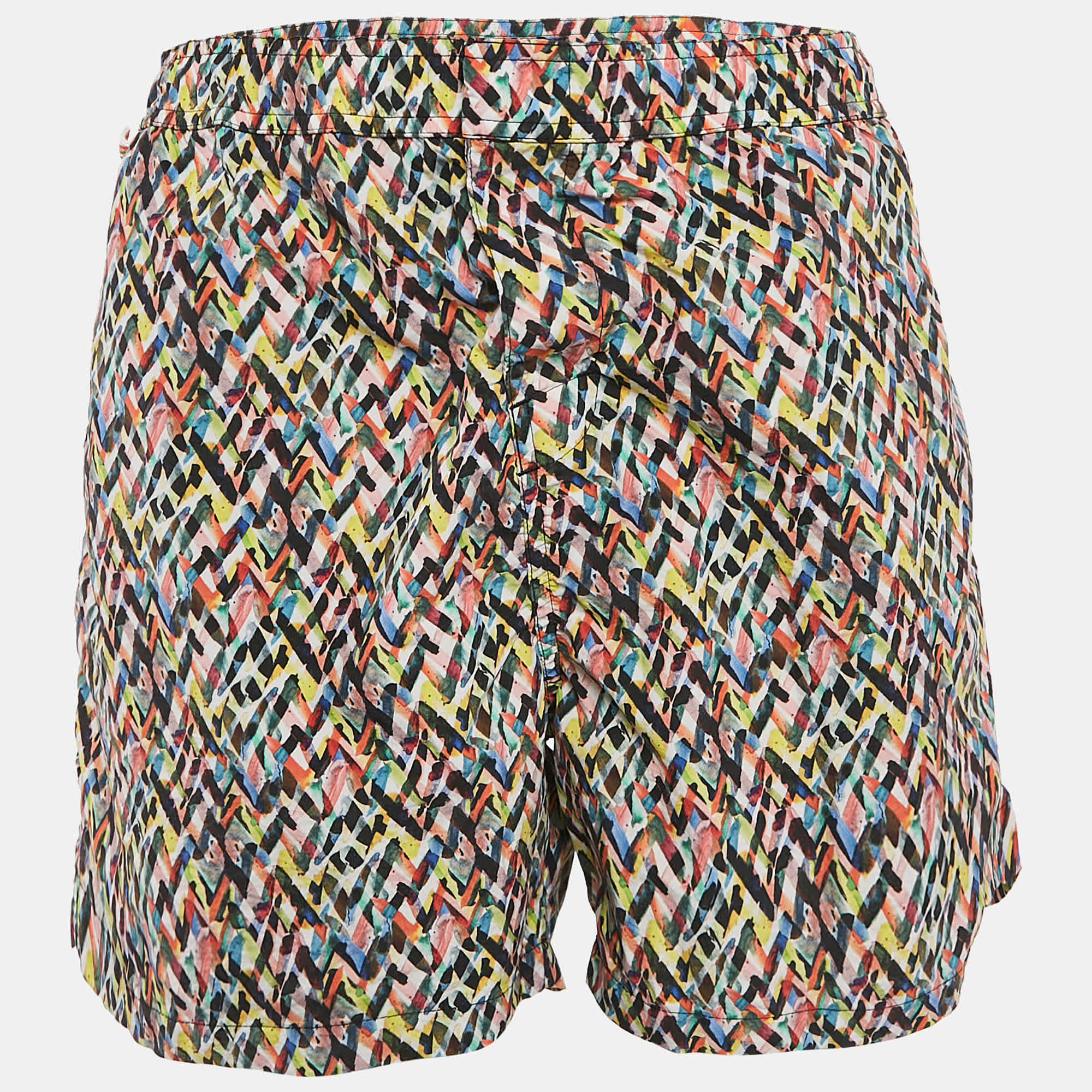 Multicolor Chevron Print Nylon Swim Shorts Xl