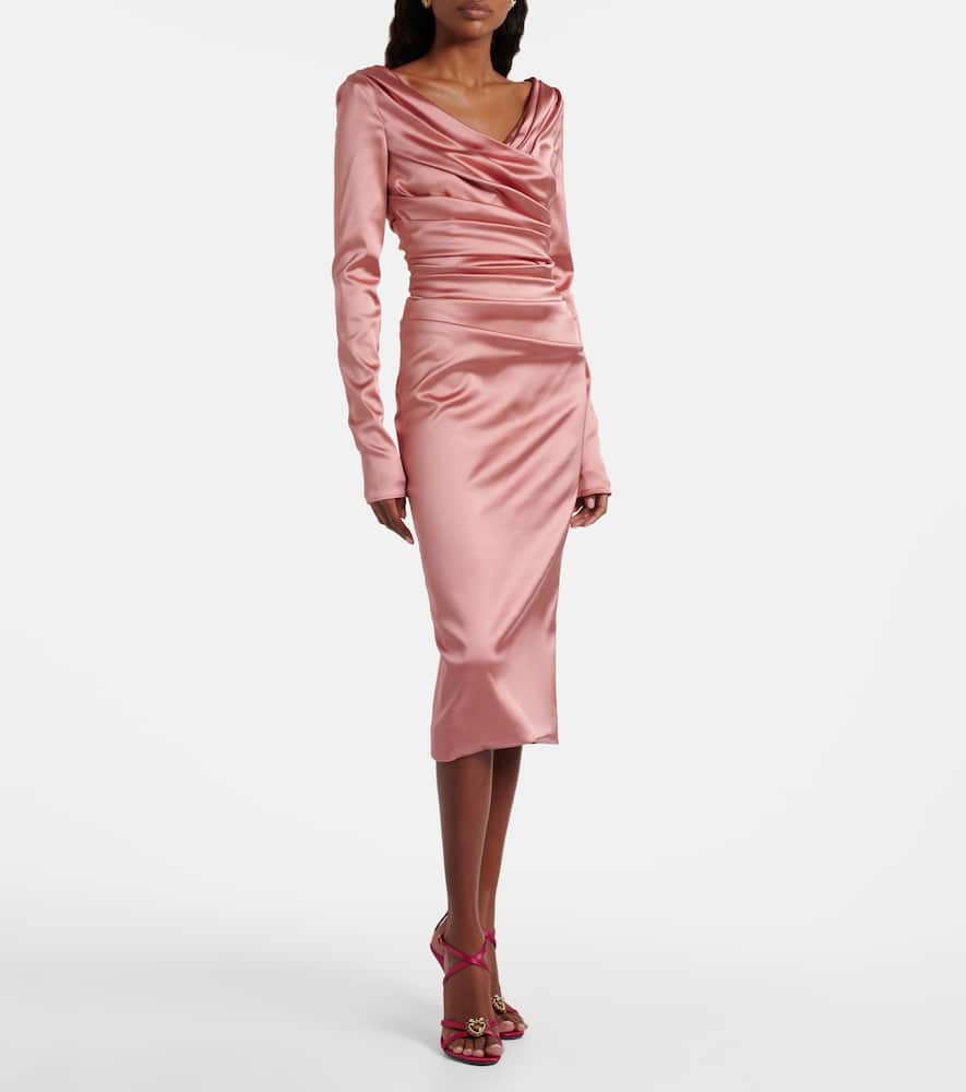Draped satin midi dress
