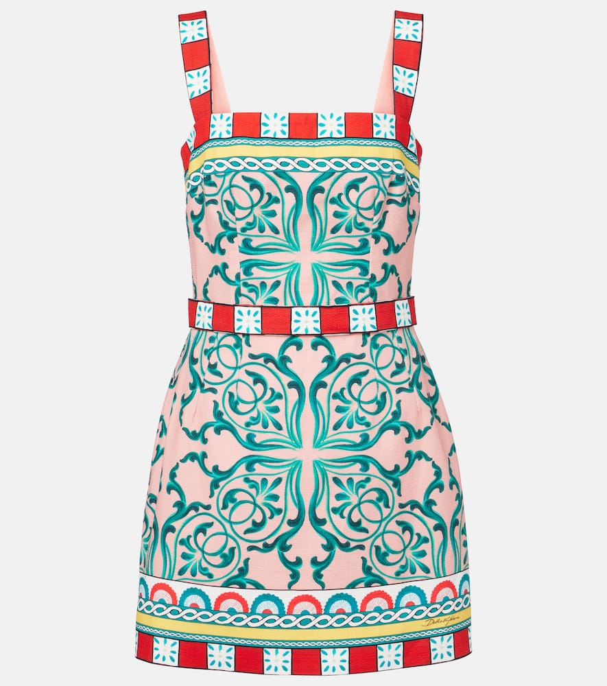 Printed cotton-blend minidress