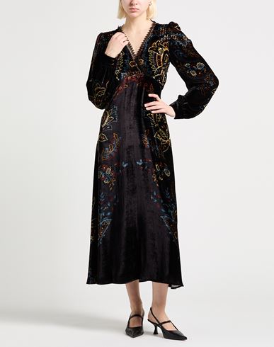 Woman Midi dress Black Size 10 Viscose, Silk, Cotton, Polyester