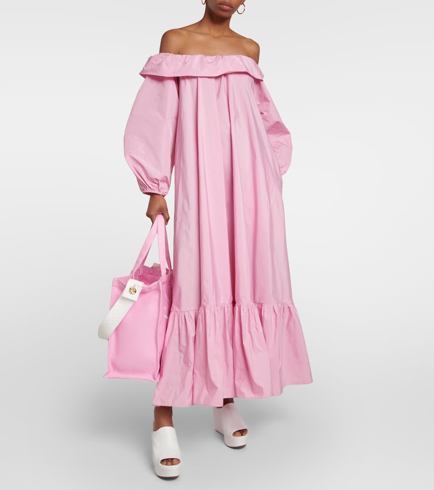 Off-shoulder faille maxi dress
