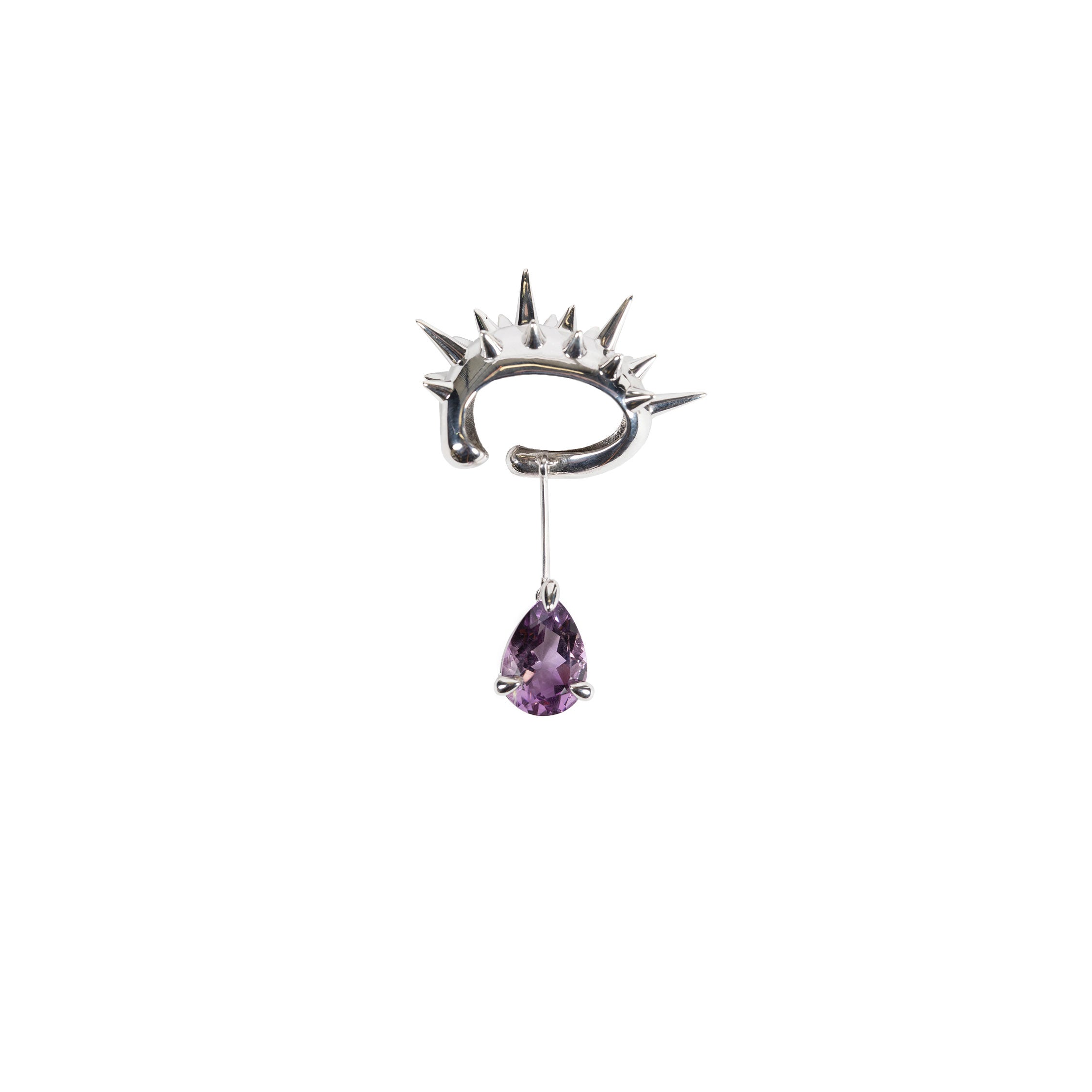 Blown Drop Spike Ear Cuff Purple Amethyst