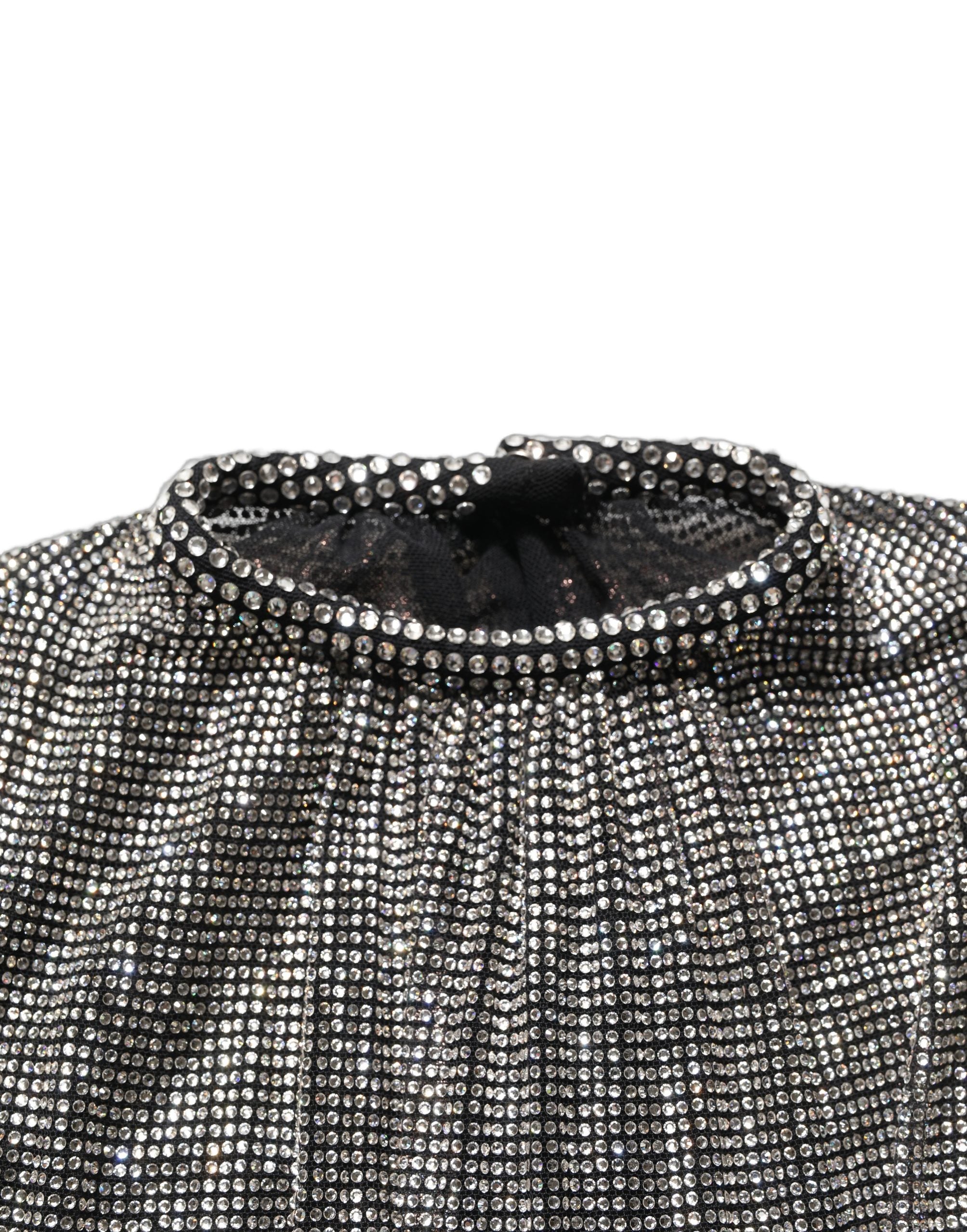 Rhinestone-Embellished Bodysuit — Silver