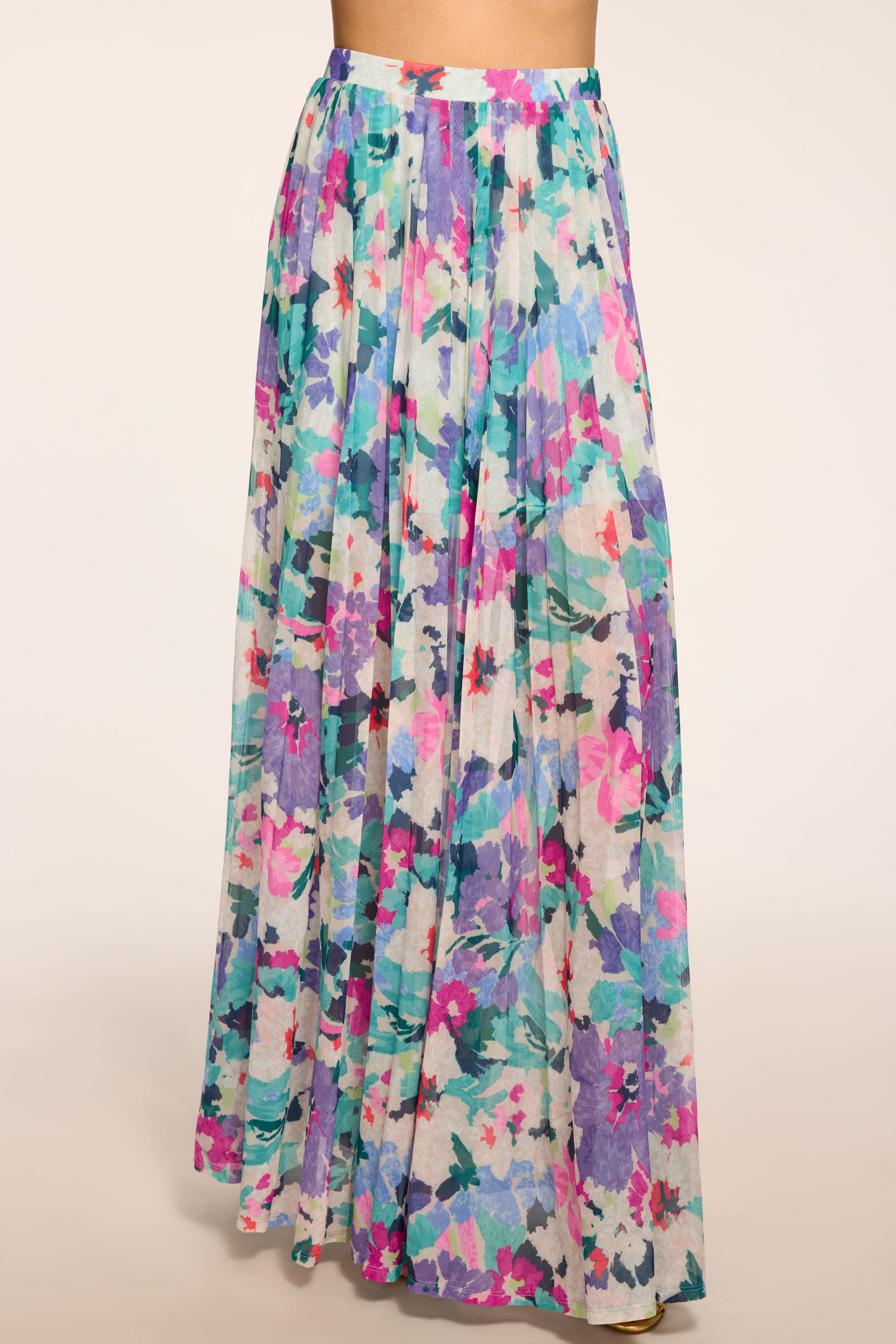 Jacqueline Printed Maxi Skirt in Garden mesh