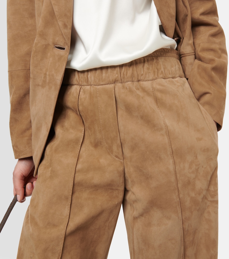 Wide-leg suede pants