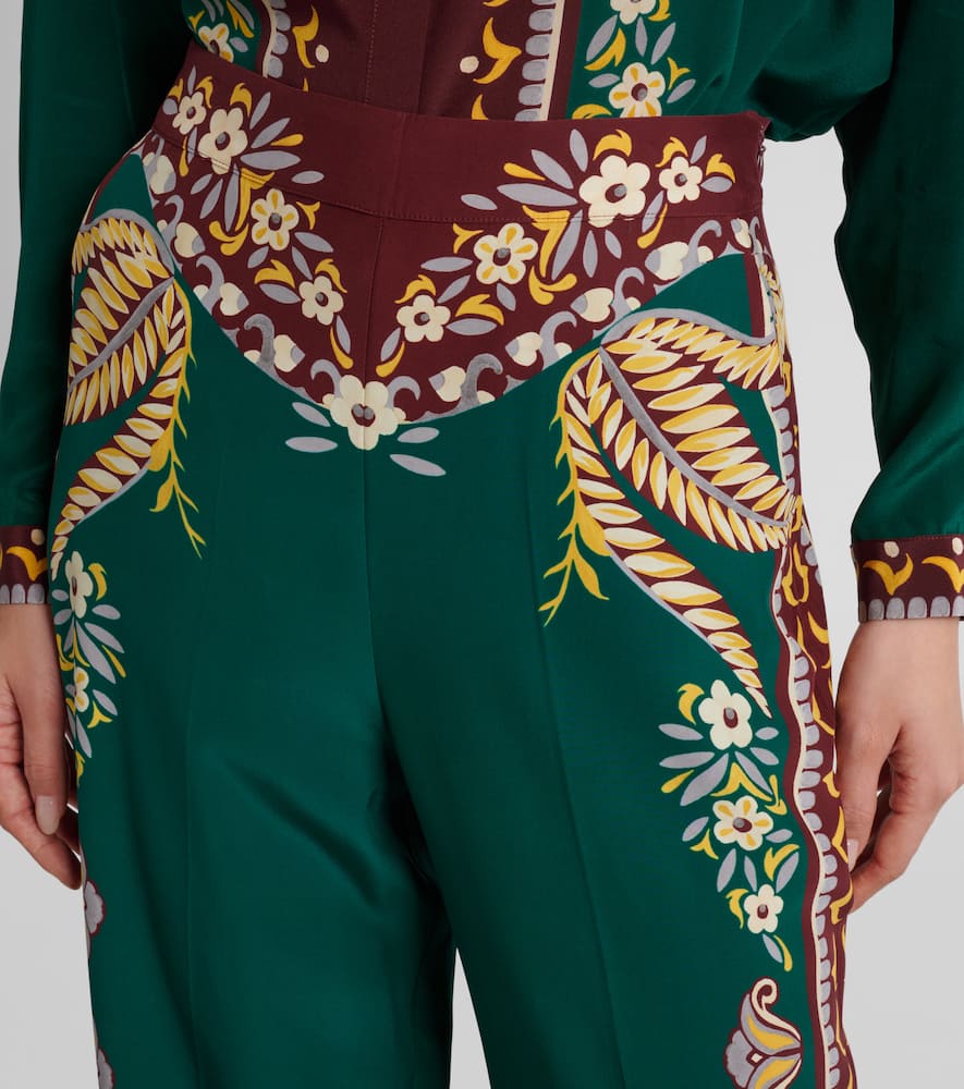 Printed silk wide-leg pants