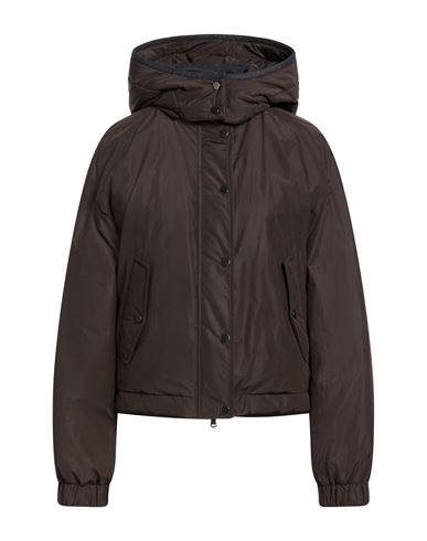Woman Puffer Dark brown Size 6 Polyester, Cotton