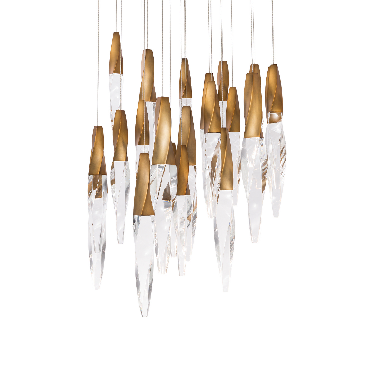 Kindjal 21-Light LED Pendant in Aged Bra