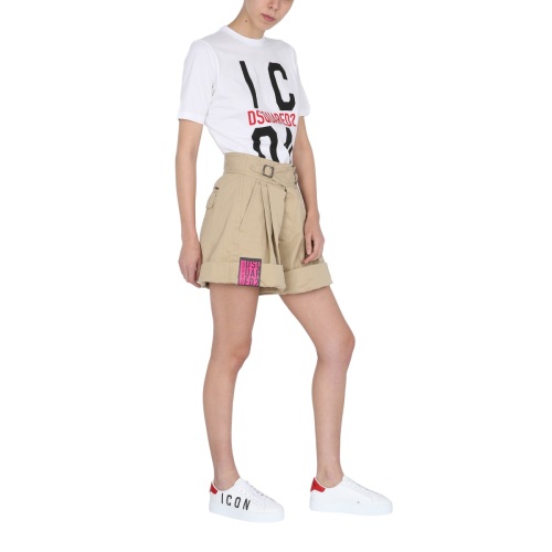 Pleated high-waist shorts