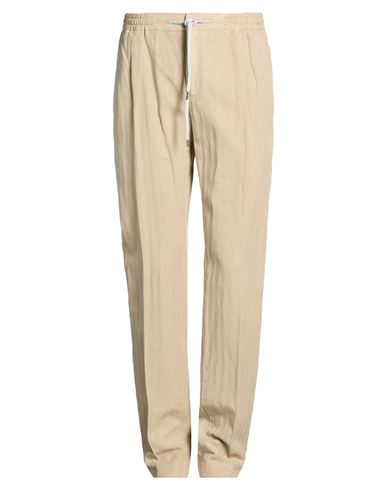 Man Pants Beige Size 34 Lyocell, Linen, Cotton