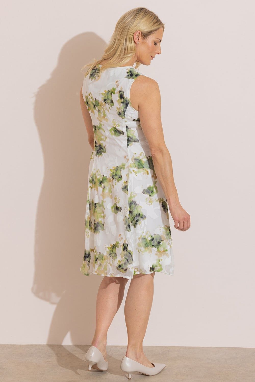 Anna Rose Women's Printed Jacquard Midi Dress in Olive