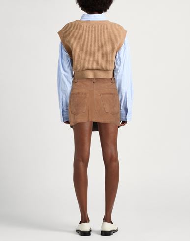 Woman Mini skirt Camel Size 6 Leather