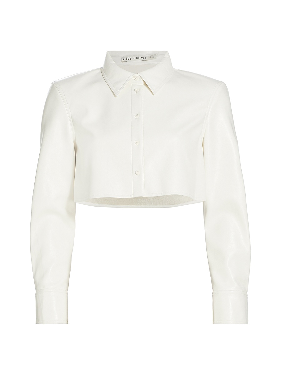Women's Leon Vegan Leather Crop Shirt - Off White