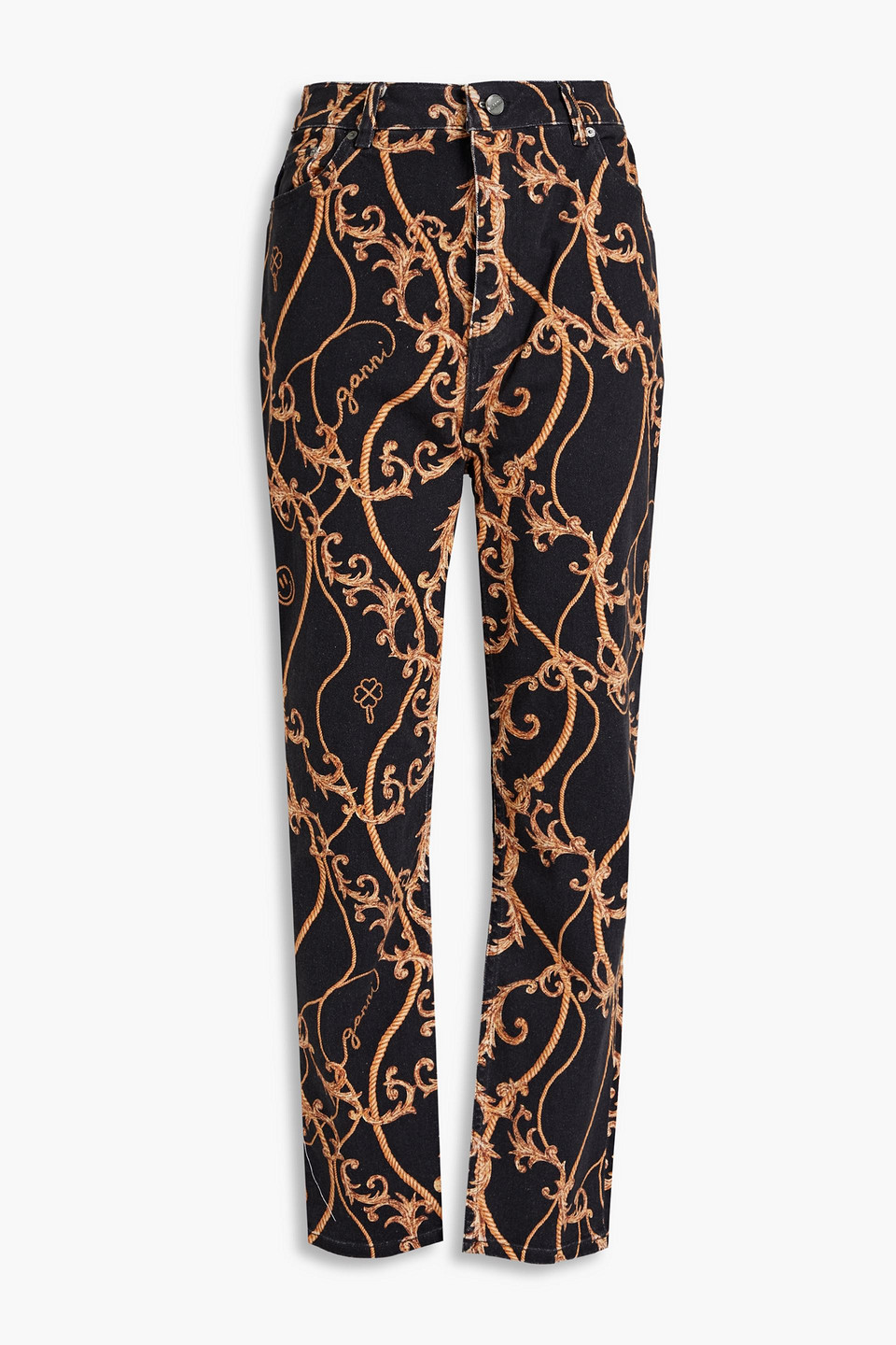 Cutye cropped printed high-rise straight-leg jeans