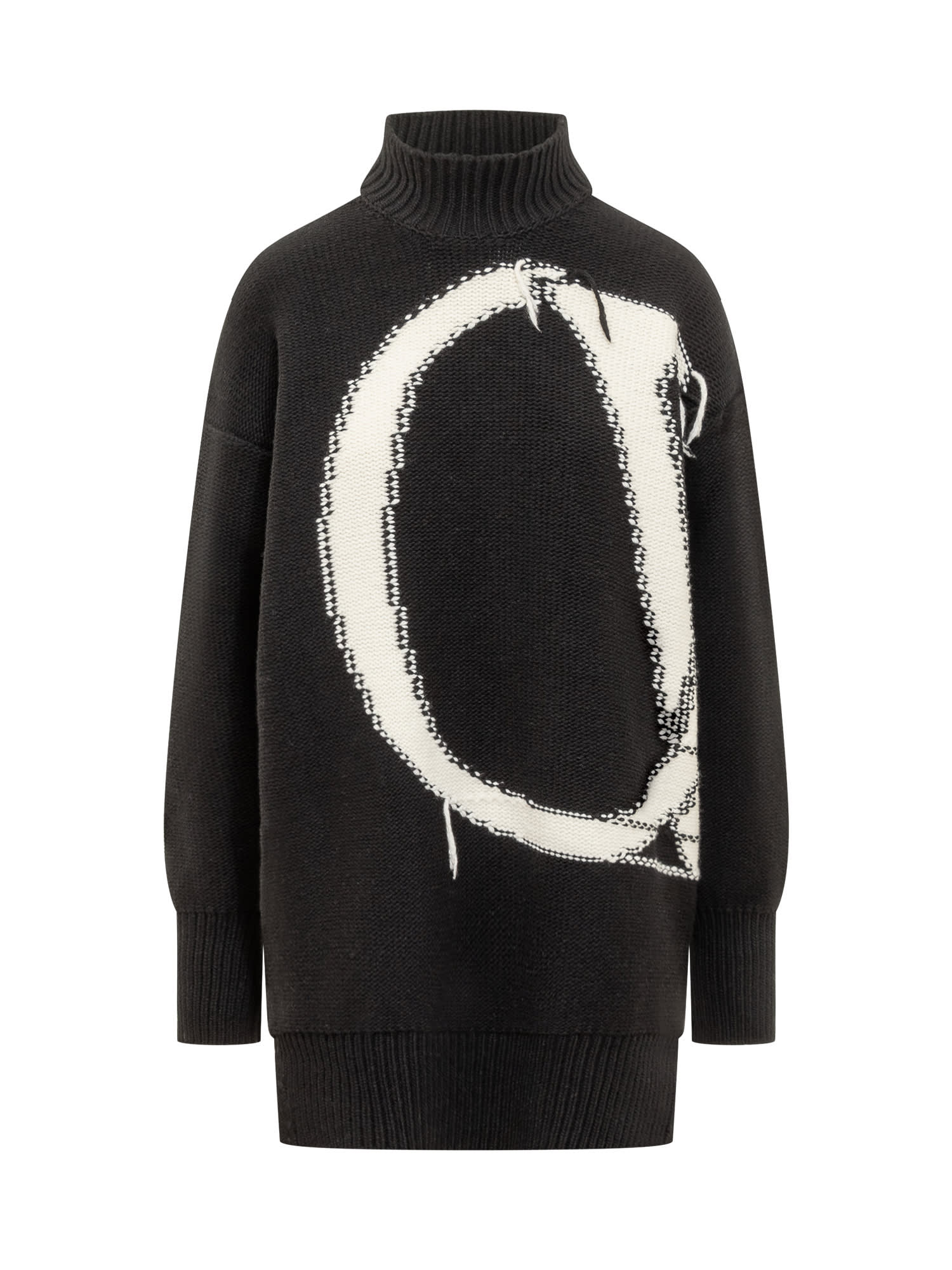 Ow high-neck wool jumper - Black