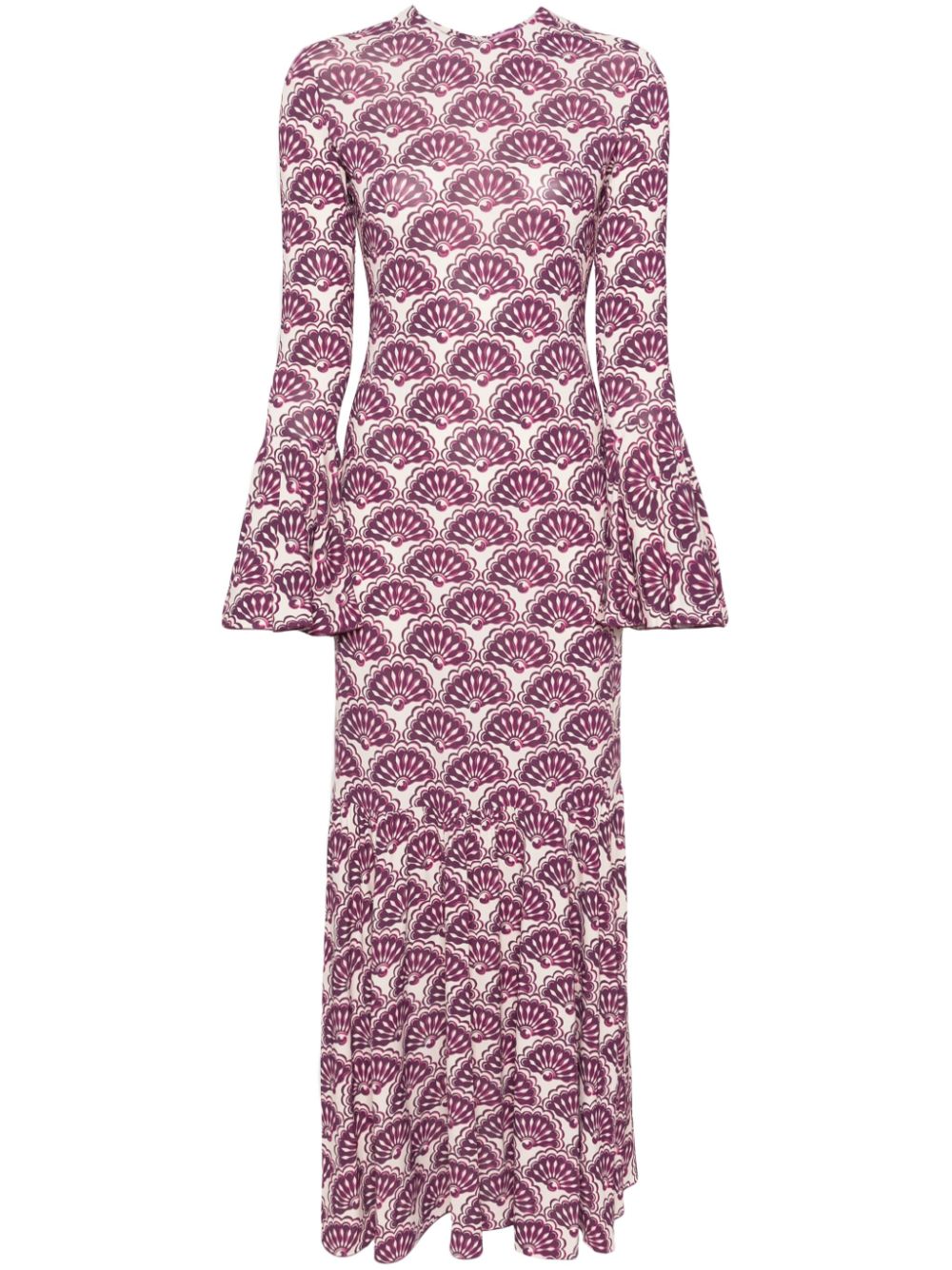 Alba Fans-print maxi dress - Purple