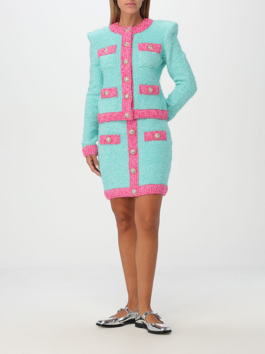 Cropped tweed jacket - Blue