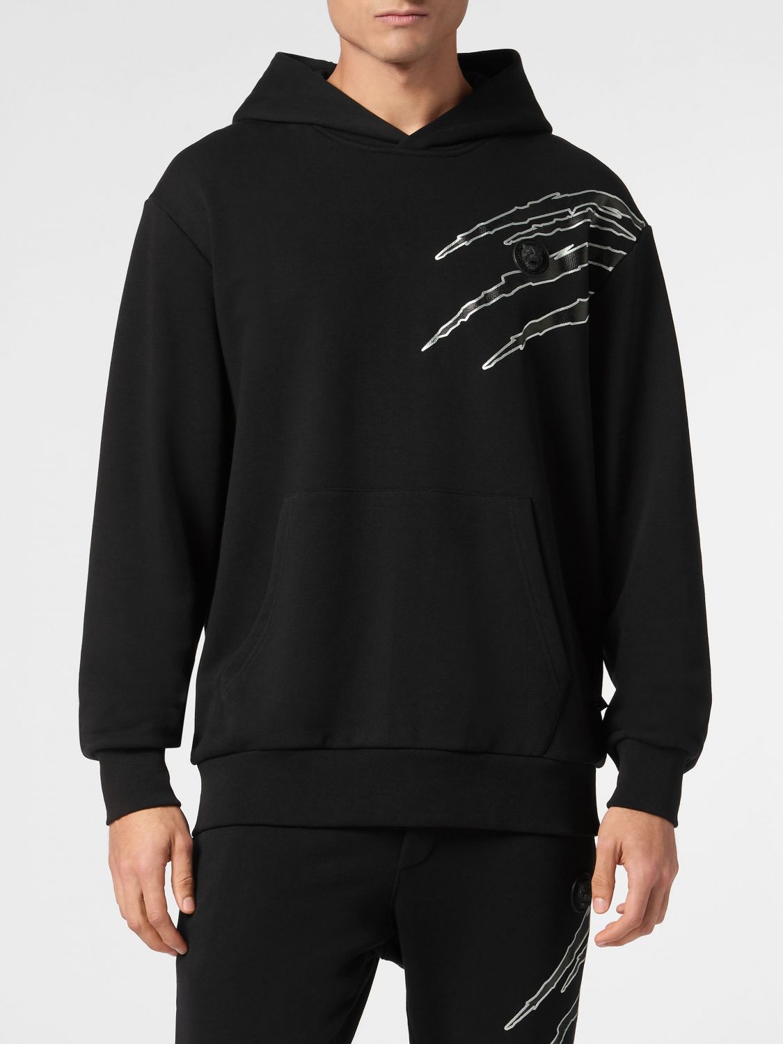 Graphic-print hoodie - Black