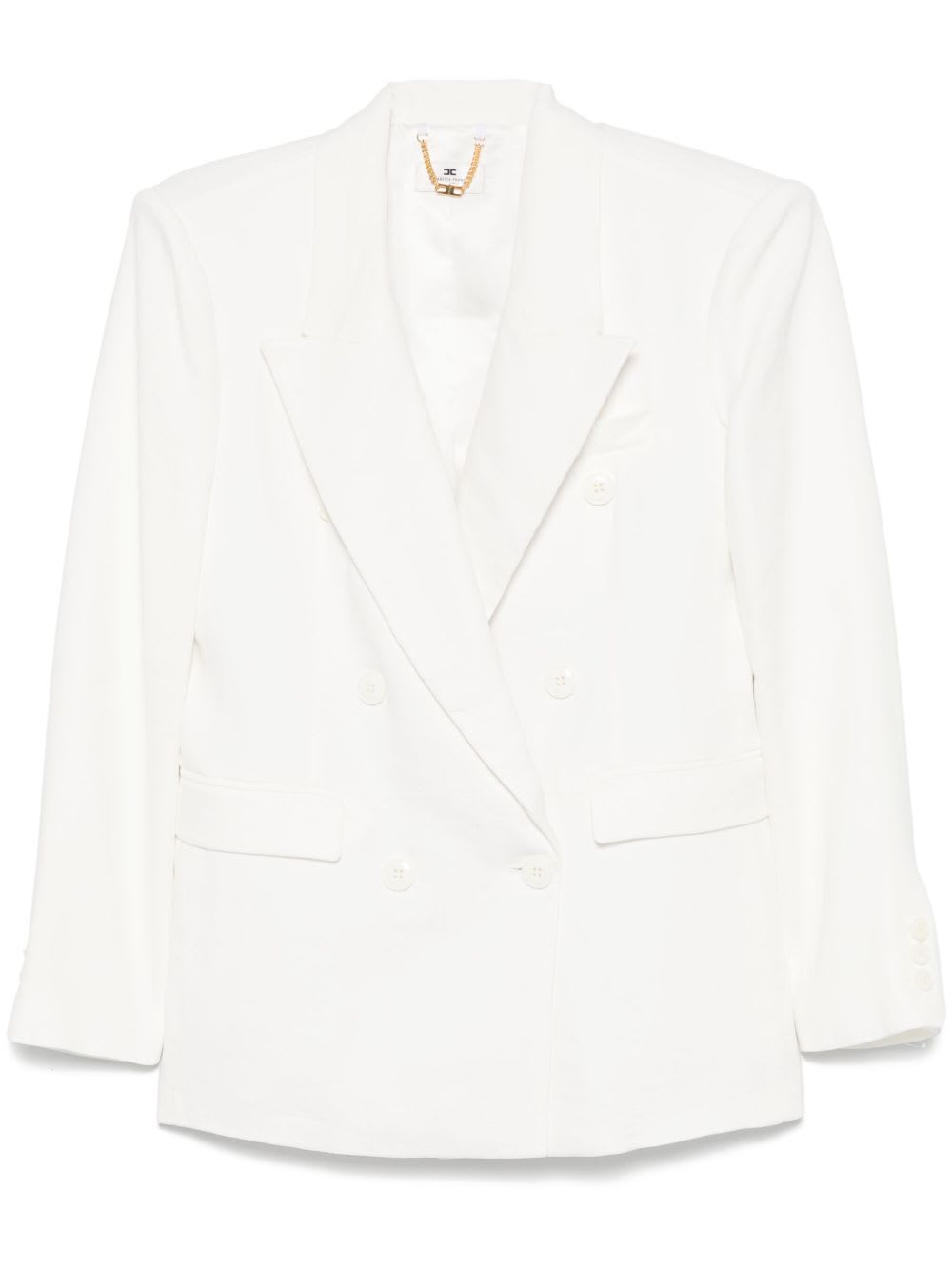 ELISABETTA FRANCHI- Linen Blend Double-breasted Jacket