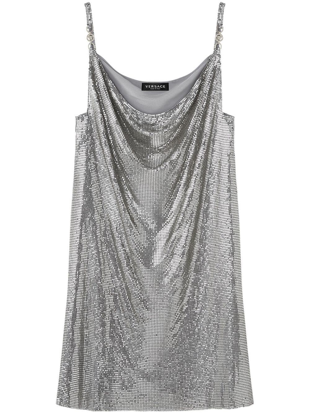 Cowl-neck mesh minidress - Silver