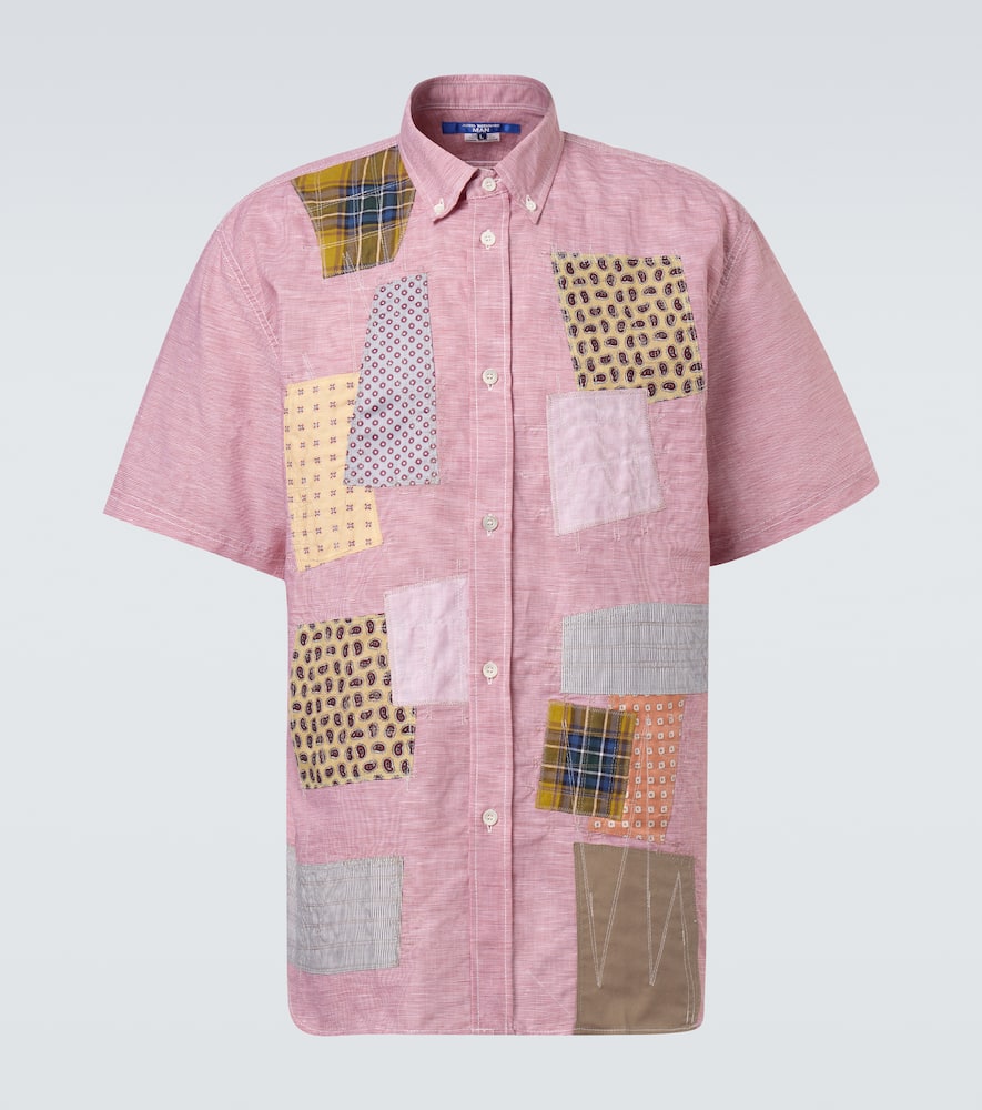 Patchwork linen and cotton bowling shirt